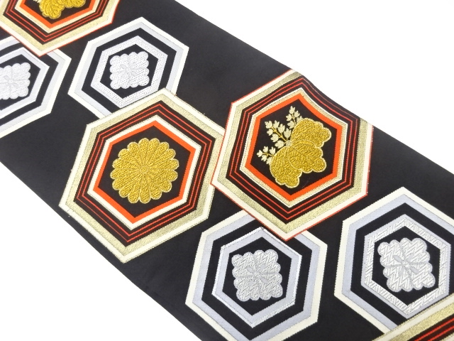 JAPANESE KIMONO / ANTIQUE FUKURO OBI / SILK / WOVEN PAULOWNIA